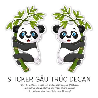 Decal Gấu Trúc dán xe ô tô, sticker dán cửa kính, xe tải