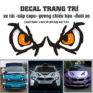 (Chọn màu) Tem đôi mắt trang dán xe tải,xe máy, nắp capo, decan dán xe xe oto, gương chiếu hậu, độc lạ