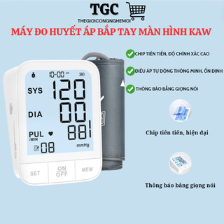 Máy Đo Huyết Áp Nhịp Tim Điện Tử Bắp Tay Tự Động KAW Phiên Bản Cao Cấp, Màn Hình LCD Lớn, Thông báo bằng giọng nói