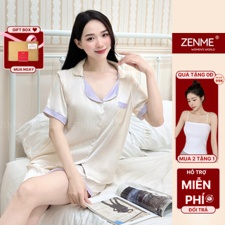 Đồ bộ mặc nhà pyjama dài tay cộc tay lụa latin mềm mại cao cấp zen me pjc0423