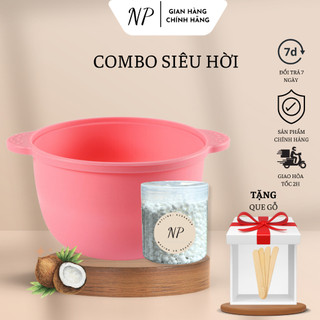 Combo 100gr sáp dừa cao cấp + chén silicone nấu sáp wax lông chống dính np waxing