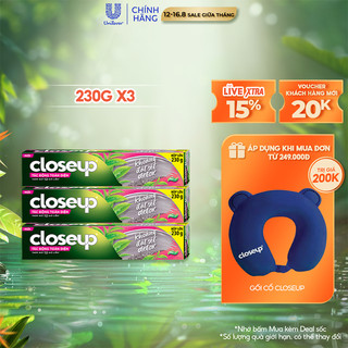 Combo 3 Kem Đánh Răng Closeup Giúp Làm Trắng Răng Tự Nhiên X2.5 Lần Với Khoáng Đất Sét Và Trà xanh 230G/Tuýp