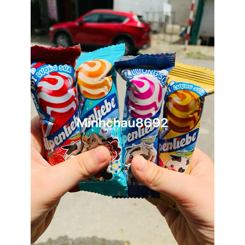 Kẹo mút alpenliebe đủ 3 vị, kẹo mút sữa caramen