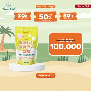 (MamanBébé chính hãng) Túi dung dịch nước rửa bình sữa và rau củ quả từ dầu cọ 250ml Combi