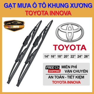   FREESHIP  Cần gạt nước mưa xe Toyota Innova 7 chỗ thanh gạt khung xương sắt lưỡi silicon chổi gạt mưa 