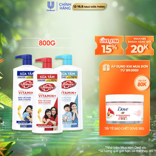 Sữa Tắm Lifebuoy Sạch Khuẩn Bảo Vệ Khỏi 99.9% Vi Khuẩn, Chứa Ion Bạc+ Hỗ Trợ Cùng Đề Kháng Da Tự Nhiên 800G