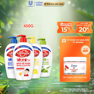 Nước Rửa Tay Lifebuoy Bảo Vệ Khỏi 99.9% Vi Khuẩn Gây Bệnh Với Ion Bạc+ Hỗ Trợ Cùng Đề Kháng Da Tự Nhiên 450G