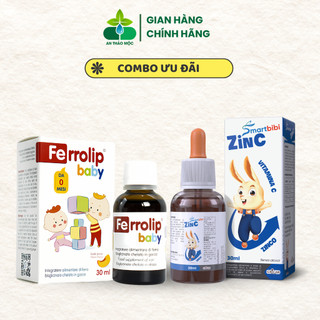 Combo sản phẩm bổ sung sắt hữu cơ Ferrolip và kẽm Smartbibi Zinc cho bé yêu