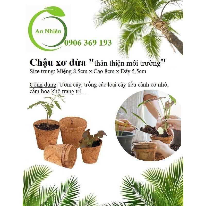 Chậu xơ dừa tròn trung