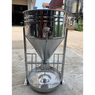 Máng lắc cho heo ăn tự động loại 2 bao - 50kg cám chất liệu INOX 430 chân kẽm