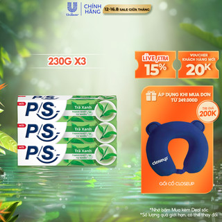 Bộ 3 Kem Đánh Răng P/S Trà Xanh Thanh Nhiệt Tự Nhiên 230g/hộp