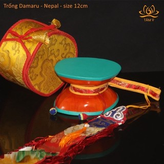 Trống Damaru Thủ Công Nepal Pháp Bảo Pháp Khí Kim Cang Thừa Mật Tông Tâm Ý