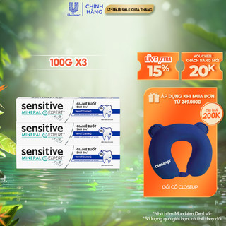 Bộ 3 Hộp Kem đánh răng P/S giảm ê buốt sau 30 giây Sensitive Mineral Expert Whitening với tác động từ khoáng 100g