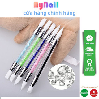 Sét cọ silicon, Bộ 5 bút silicon cán đá nặn hoa, Dặm foi chuyên nghiệp có tách lẻ