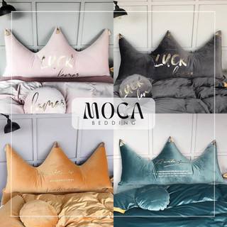 (18 mẫu) Gối Tựa Đầu Giường Nỉ Nhung Mịn Sang Chảnh 1m5/1m8 Mẫu Vương Miện - Moca Bedding
