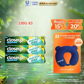 Combo 3 Kem Đánh Răng Closeup Giúp Làm Trắng Răng Tự Nhiên Sau 2 Tuần Với Chiết Xuất Chanh Và Muối Biển 230G/Tuýp