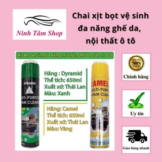 Chai xịt bọt vệ sinh đa năng nội thất, ghế da, trần nỉ ô tô DYRAMID / CAMEL / NPR 650ML
