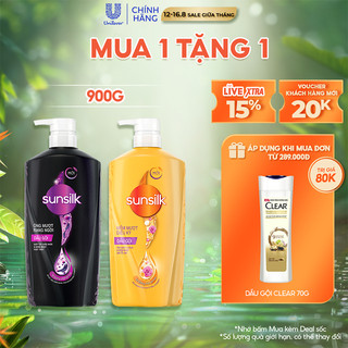 Dầu gội Sunsilk 900g làm sạch và mềm mượt tóc gấp 5 lần, cho mái tóc ngát hương suốt 48h