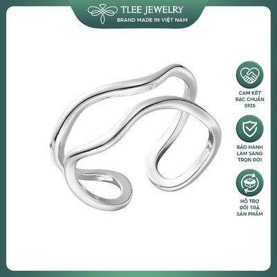 Nhẫn bạc nữ TLEE, nhẫn hai tầng mũi cong cá tính TLEE JEWELRY