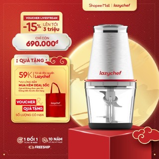 Máy xay đa năng 3s lazychef - máy xay thịt 4 lưỡi, cối xay thịt thủy tinh chịu lực 600ml, 300w