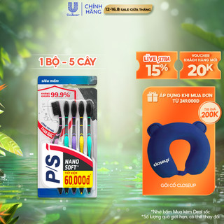 Bộ 5 bàn chải p/s than bạc kháng khuẩn 99.9%