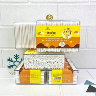 Tăm Bông Kotton Care For Kid đầu tăm nhỏ cho bé HỘP CHỮ NHẬT 336 Que Bông Bạch Tuyết ( Nhãn mới của 330 que Merigo )