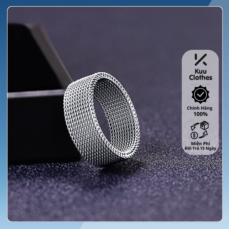 Nhẫn nam Kuu Clothes nhẫn titan thép không gỉ thời trang hàn quốc Màu Bạc Đen Xích Elas Ring Đẹp Cao Cấp - Elas Ring