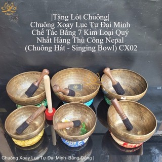 Chuông xoay lục tự đại minh chế tác bằng 7 kim loại quý hàng thủ công nepal cx02