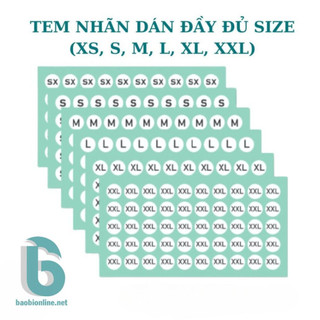 Tem, nhãn dán decal hình tròn | nhãn size quần áo | nhãn số | nhãn dép | 1 tờ số lượng 50 con - baobionline