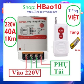[HỎA TỐC HCM] Công tắc điều khiển từ xa 40A 220V 1000m Công suất lớn dùng cho Máy Bơm Nước Máy Rửa Xe Motor CÓ HỌC LỆNH
