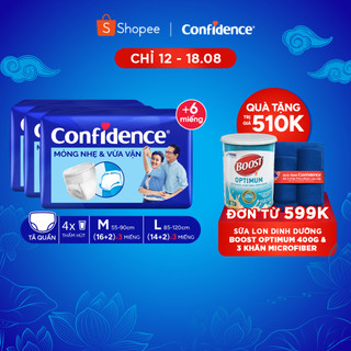 Combo 3 tã quần người lớn confidence slim&fit size m/l gói 20/16/14 miếng