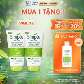 Combo 2 Sữa rửa mặt Simple sạch sâu hiệu quả - cho da thường 150ml/chai [CHÍNH HÃNG ĐỘC QUYỀN] [DIỆN MẠO MỚI]