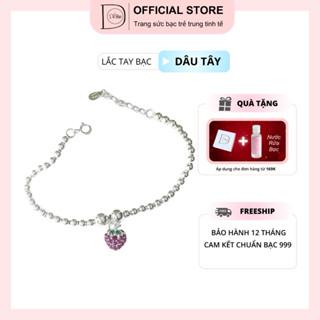 Lắc tay cho bé bi bạc 999 treo dâu tây, kitty đáng yêu Dế Bạc