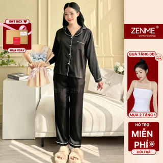 Bộ Ngủ Pijama Dài Tay Thu Đông Lụa Cao Cấp Zen Me Women’s World  PJDD0824