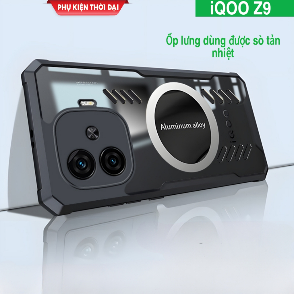 Ốp lưng iQOO Z9 / Z9 Turbo / Z9 Turbo+ dùng được sò tản nhiệt lưng trong viền màu chống sốc