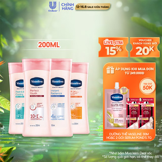 Sữa dưỡng thể Vaseline dưỡng da sáng khỏe mịn màng 200ml