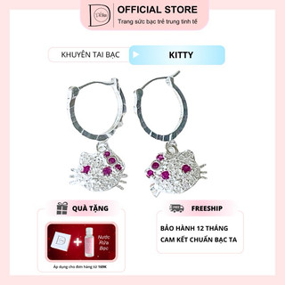 Khuyên tai bạc 999 kitty đáng yêu Dế Bạc – K5506