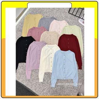 Áo cardigan nữ, áo len mỏng dài tay cúc đồng QUEENSHOP