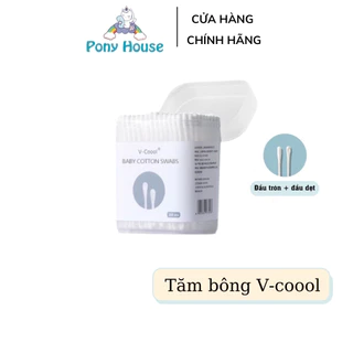 Tăm Bông Trẻ Em Vcool - Tăm Bông Thân Giấy 2 Đầu An Toàn Vệ Sinh Cho Bé Hộp 200 Chiếc