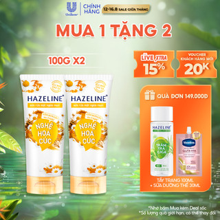 Combo 2 tuýp Sữa rửa mặt ngừa mụn Hazeline Nghệ Hoa Cúc 100g
