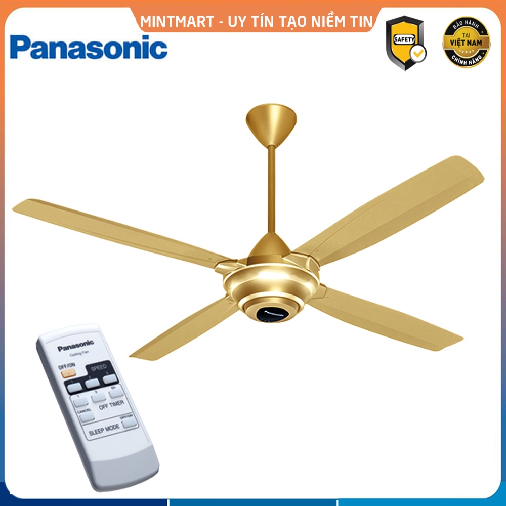 Quạt trần 4 cánh Panasonic F-56MPG -GO Công suất 59W (Vàng)- Có điều khiển từ xa tiện lợi