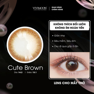 Kính áp tròng cận VIVIMOON LENS cận nâu tự nhiên cho mắt thở Cute Brown