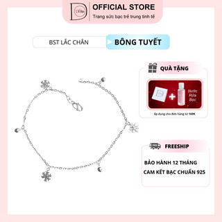 Lắc chân bạc 925 bông tuyết treo bi nhẹ nhàng nữ tính Dế Bạc – LC4175