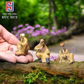 Combo 3 Tượng mini phụ kiện trang trí hòn non bộ, hồ cá, bể cá