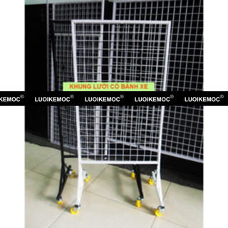 Khung lưới có chân hoặc bánh xe 0.6m x 1.2m - Màu đen - LƯỚI KỆ MÓC