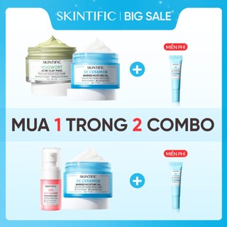 SKINTIFIC Combo 2PCS- gồm Mặt nạ đất sét ngải cứu 55g + Kem dưỡng ẩm 5X 30g