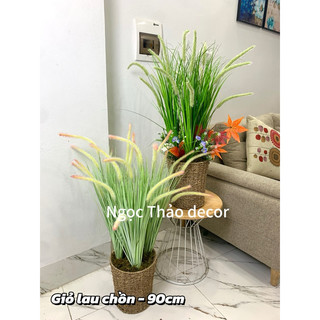 Giỏ lau chồn 90cm giả, giỏ hoa giả trang trí Decor Decor Phòng Trang Trí Nhà