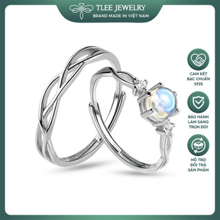 Nhẫn đôi bạc TLEE gắn đá moonstone dành cho các cặp đôi TLEE JEWELRY