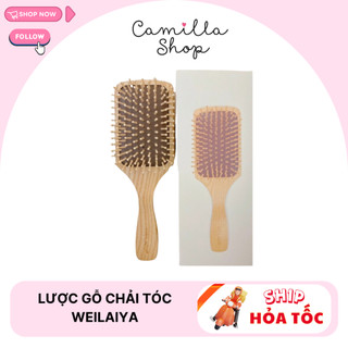 Lược gỗ Weilaiya massage da đầu, tóc hỗ trợ lưu thông máu và mọc tóc