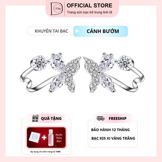 Khuyên tai bạc 925 hoa đá ôm vành tai độc đáo lạ mắt nổi bật long lanh lấp lánh duyên dáng Dế Bạc - K5486